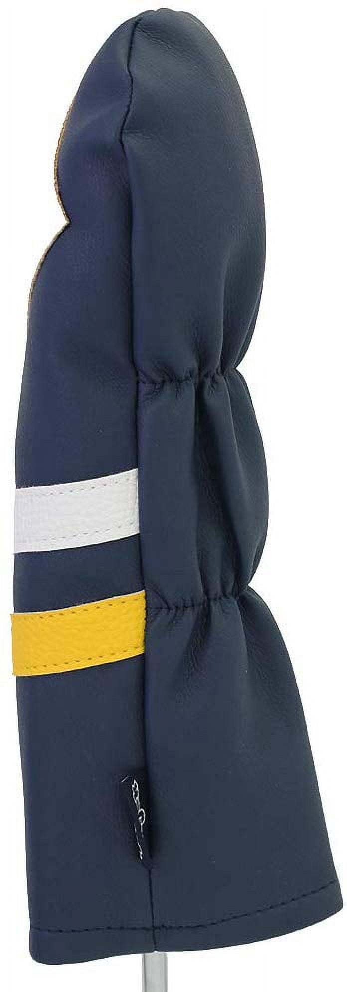 Majek Retro Golf Headcovers Blue White and Yellow Vintage Leather Style 1 & 5 Driver Fairway Head Cover Fits 460cc Drivers Classic Look