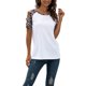 thumbnail image 1 of Qarigey Camisa de manga corta con hombros descubiertos y cuello con estampado de leopardo hueco para mujer Prendas para la parte del cuerpo Blanco METRO, 1 of 6