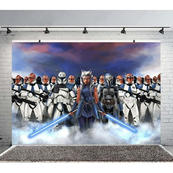Ahsoka Tano Backdrop Banner Party Supplies Poster Movie Theme Background for Photography Kids Birthday Decorations