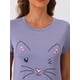 thumbnail image 5 of INSPIRAR CHIC Camisones de Mujer Camisetas de Noche con Impresión de Gatos Vestido de Sueño de Manga Corta Túnicas de Noche XS Gris Púrpura, 5 of 6