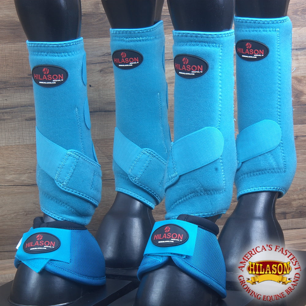 6 Pk Lrg Hilason Horse Medicine Sports Bell Boots Front Rear Leg