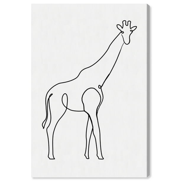 Runway Avenue Animals Wall Art Print 'Giraffe Outline Simple' Zoo and Wild  Animals - White, Black 