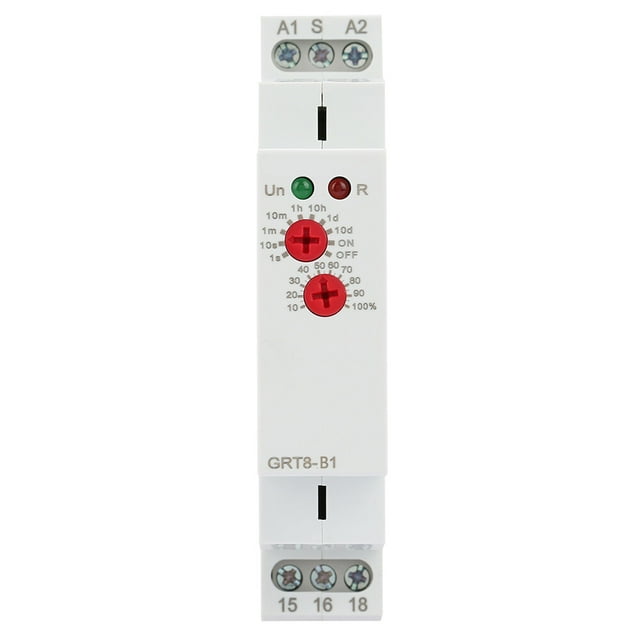 Off Delay Timer AC DC 12V-240V, Time Delay Relay Switch - GRT8-B1 Mini Power Off Delay Time Relay Timer - Din Rail Mount