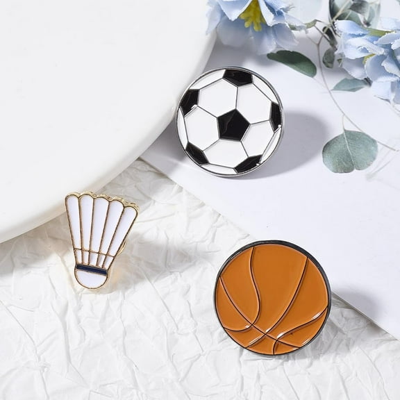 3Pcs 3 Styles Sports Enamel Pins Alloy Brooches for Backpack Clothes 25x16mm colorful DIY