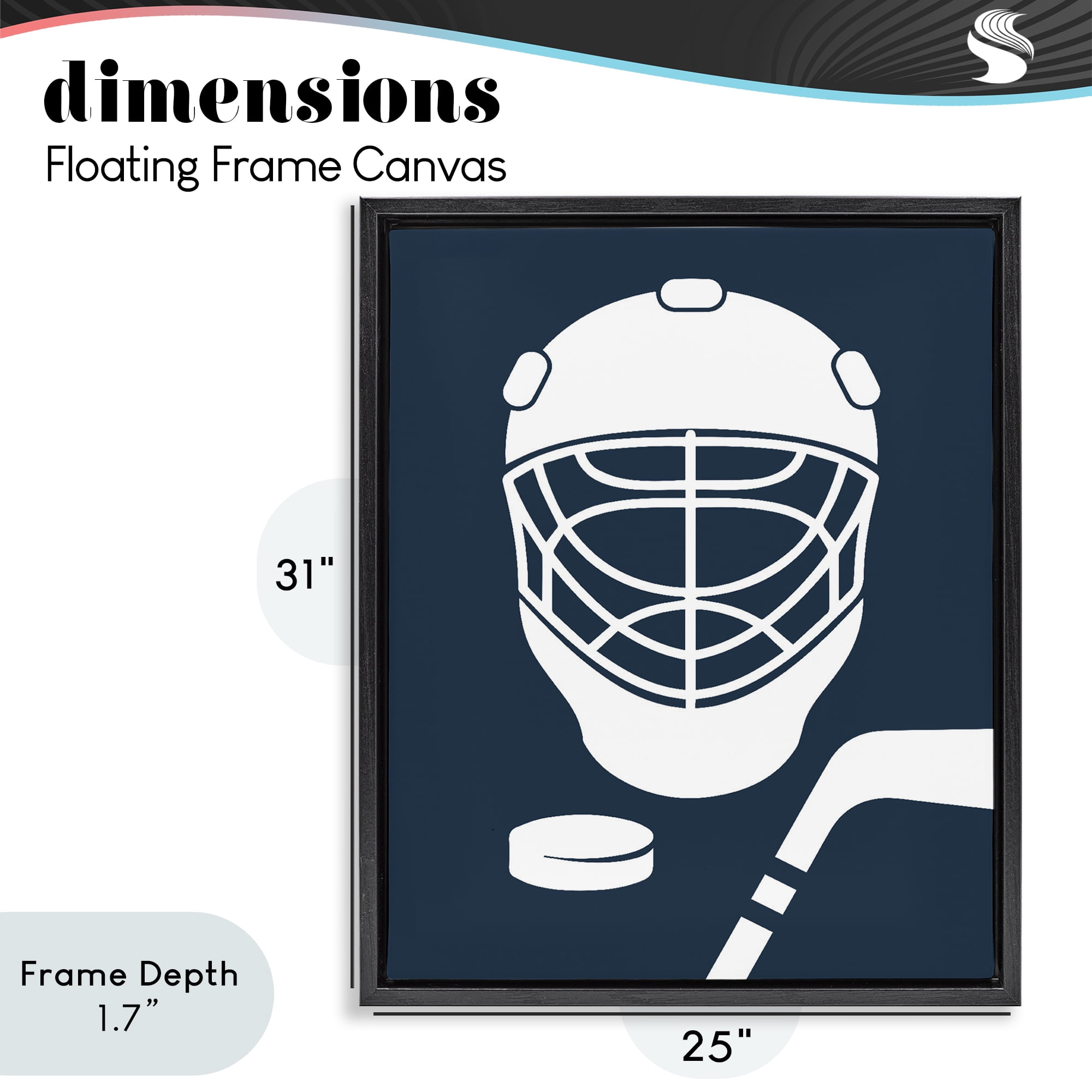 Stupell Industries Hockey Mask Blue & White Black Framed Floater Canvas Wall Art, design by Melody Hogan