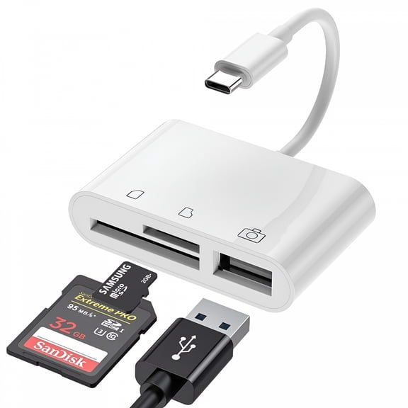 GJX Usb C Sd Card Reader Adapter, Type C Sd Tf Card Reader Adapter, 3 in 1 Usb C to Usb Camera Memory Card Reader Adapter for New Ipad Pro Macbook Pro Chromebook Xps And More Ubc C Devices