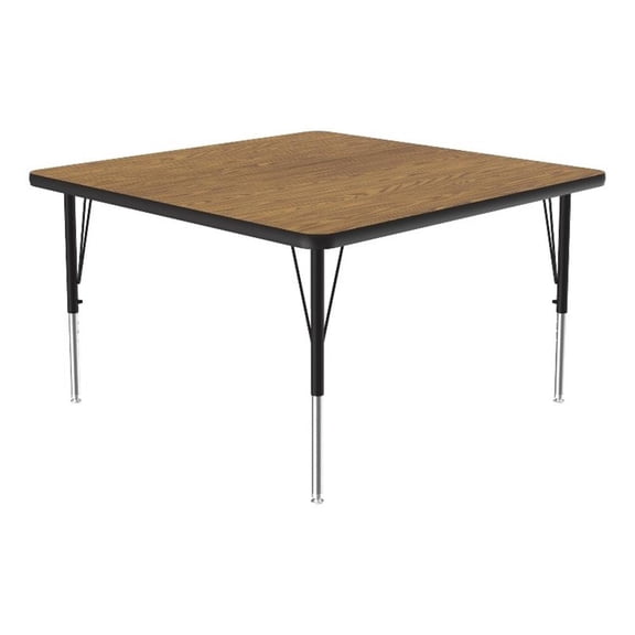 Correll Thermal Fused 48" Square Laminate Wood Activity Table in Medium Oak
