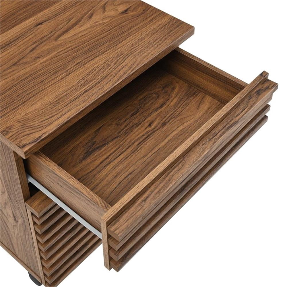 Pemberly Row Contemporary Wood and Plastic File Cabinet in Walnut