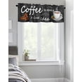 thumbnail image 4 of Kitchen Cafe Valance Curtain for Small Windows,Coffee and Cocoa Beans Rod Pocket Short Valances Quote on Vintage Blackboard Window Treatment Panel for Living Room/Bedroom/Bathroom,42x18in, 4 of 9