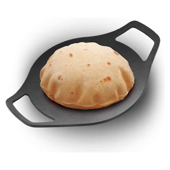 24 cm Cast Iron Tava, Cast Iron Tawa for Roti, Cast Iron Cookware for Kitchen, Black (CIT24)