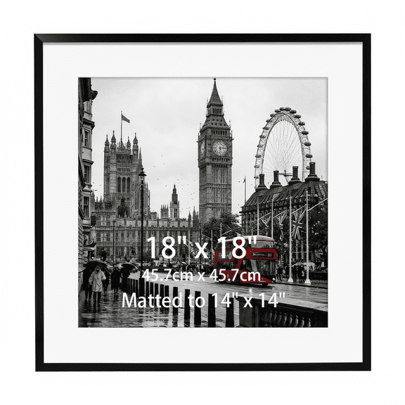 1 Pack 18x18 Poster Frame, Display 14x14 Picture with Mat or 18x18 Without Mat for Wall Hanging and Tabletop Decoration