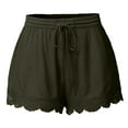 thumbnail image 2 of Shorts for Women 2026 Summer Casual Lightweight Elastic Waist Lace Hem Dressy Shorts Beachwear, 2 of 4
