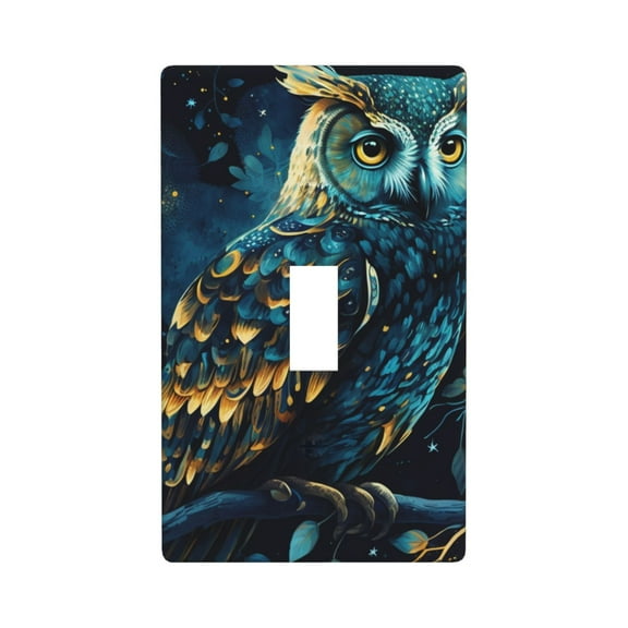 1-Gang Toggle Wall Plate Single Light Switch Cover - Owl Sky tree art