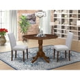 thumbnail image 2 of East West Furniture 3 Pc Dining Set Includes a Round Table and 2 Upholstered Chairs, Antique Walnut, 2 of 7
