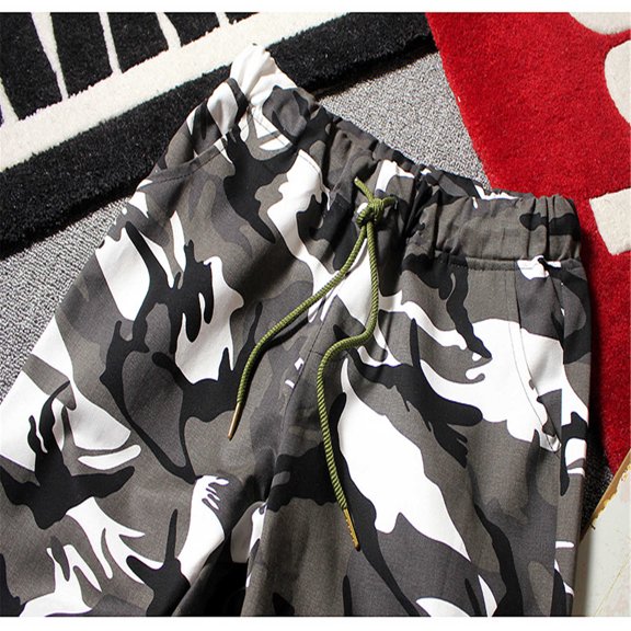 Vedolay Casual Trousers Men's Cargo Pants Multi-Pocket Straight Leg Pants Drawstring Waist Joggers Sweatpants,Black L