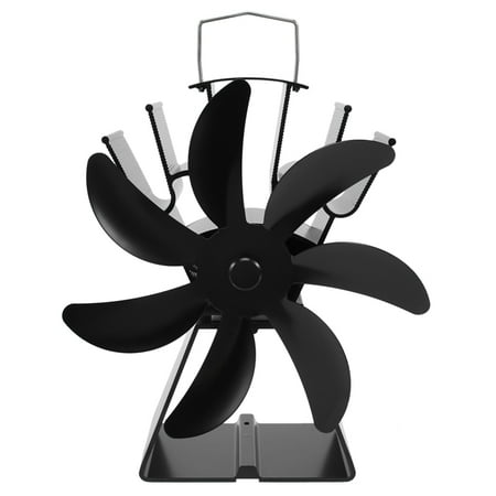 

7 Blades Heat Powered Stove Fan Black Fireplace Log Wood Burner Friendly Quiet Fan Home Efficient Heat Distribution
