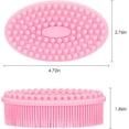 thumbnail image 5 of Paquete de 2 cepillos de baño de silicona para exfoliar la piel de la cara y el cuerpo (rosa + azul), 5 of 5