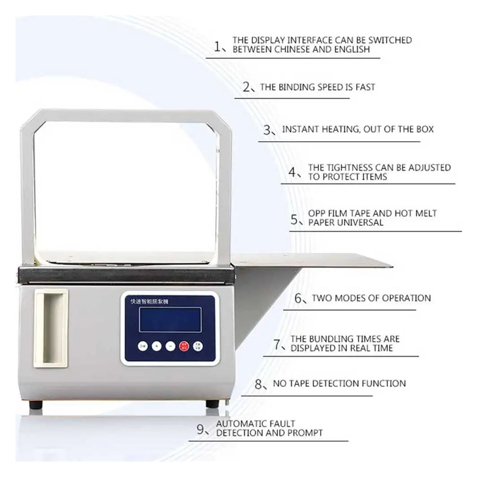 Intelligent Sensing Automatic Hot Melt Opp Tape Banding Machine, Supermarket Vegetable Bundled Machine Fast Binding Machine ,Comprehensive Strapping Machine