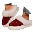 thumbnail image 3 of Shadoumai Sequins Slippers for Women Fuzzy Slipper Closed Toe Warm Shoes Comfy Winter House Shoes Indoor Outdoor, 3 of 7