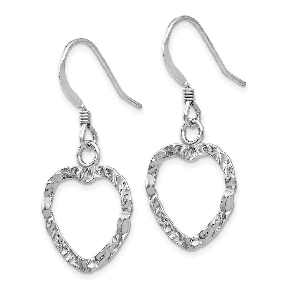 Auriga Fine Jewelry 925 Sterling Silver Rhod-pltd Textured Earring Shepherd Hook Dangle Earrings for Women