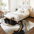thumbnail image 4 of Black and Gold Area Rug ,Abstract Black Marble Rugs for Living Room Washable Non Slip Floor Carpet Aesthetic Doormat for Dining Room Bedroom Kitchen Dorm Office-3' x 4', 4 of 7