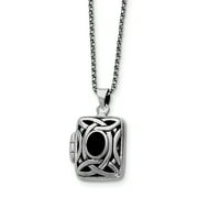 Sterling Silver Onyx Square Locket with Chain