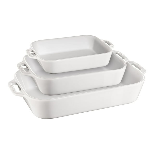STAUB Ceramique Ensemble de Plats à Pâtisserie Rectangulaires Blanc 3 Pcs