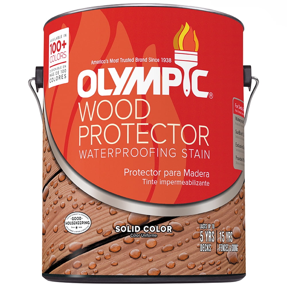 Olympic Wood Protector Solid Color Exterior Waterproofing Wood Stain, Cedar, 1 Gallon Walmart