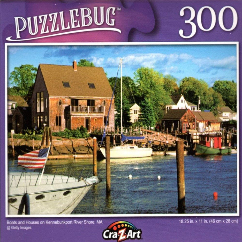 NEW Puzzlebug 300 Piece Jigsaw Puzzle ~ Boats and House on Kennebunkport River 