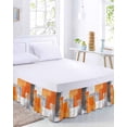 thumbnail image 2 of Burnt Orange Grey Bed Skirt Queen Size, Modern Oil Painted Abstract Art Wrap Around Bed Skirting with Adjustable Elastic Strap, Dust Ruffle Pleated Bedskirts 16 Inch Drop for Bedroom Queen Beds, 2 of 9