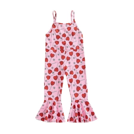 

Toddler Baby Girls Summer Sleeveless Jumpsuit Suspender Flare Pants Bell Bottoms Romper Overall