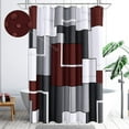thumbnail image 1 of Rideaux de Douche Rouges Rideaux de Douche Modernes pour Salle de Bain Ensemble de Rideau de Douche en Tissu Texturé en Lin avec Crochets Rideau de Douche Décoratif Géométrique pour Hôtels Baignoires Hydrofuge, 72x72 Rouge Rose, 1 of 5