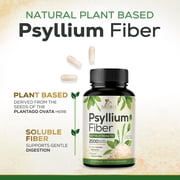 Psyllium Husk Powder 2000mg Per Serving Supplement - Extra Strength Psyllium Fiber Powder - Natural Soluble Fiber Pills, Supports Digestion, Colon Health & Regularity, Bottled in USA - 60 Capsules
