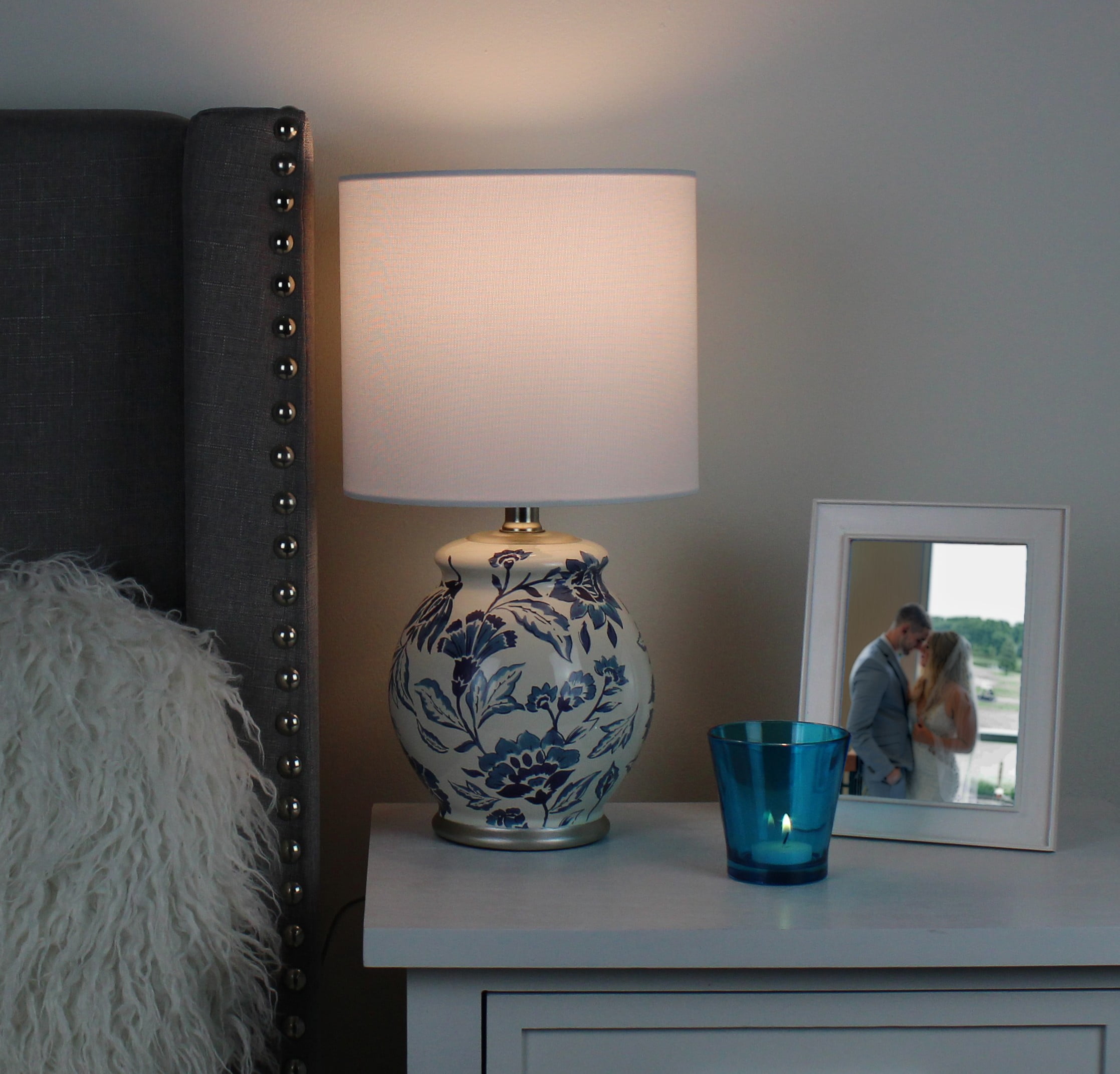 Better Homes & Gardens Floral Ceramic Lamp with Shade, 17"