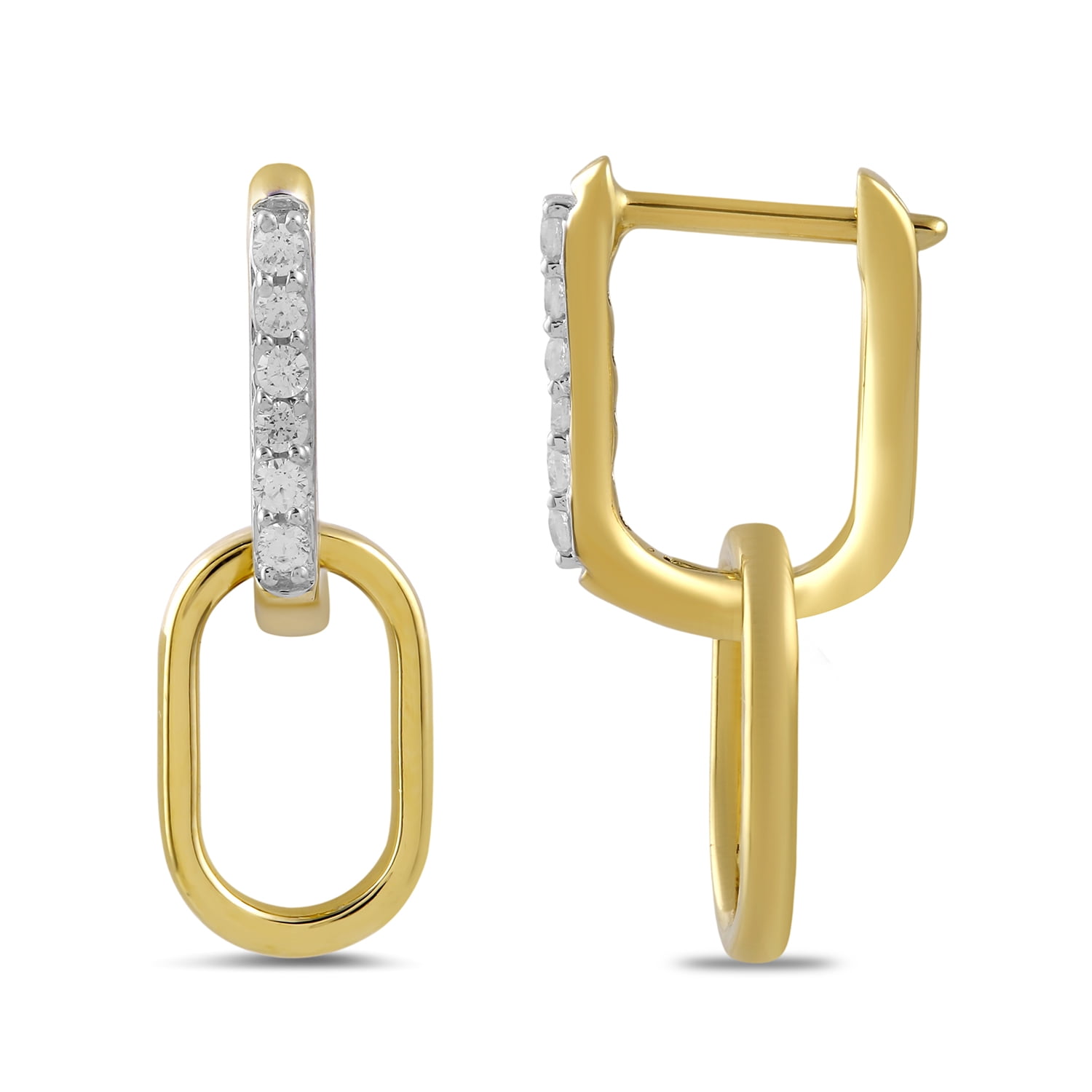 Brilliance Fine Jewelry Lab-Grown Diamond Oval Link Drop Earrings in Yellow Gold-Plated Silver