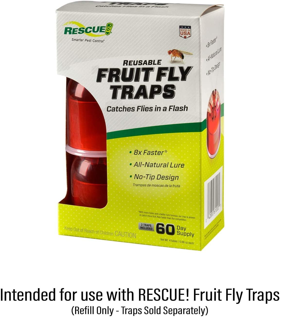 RESCUE! Fruit Fly Trap Attractant Refill 30 Day Supply 10 Pack 