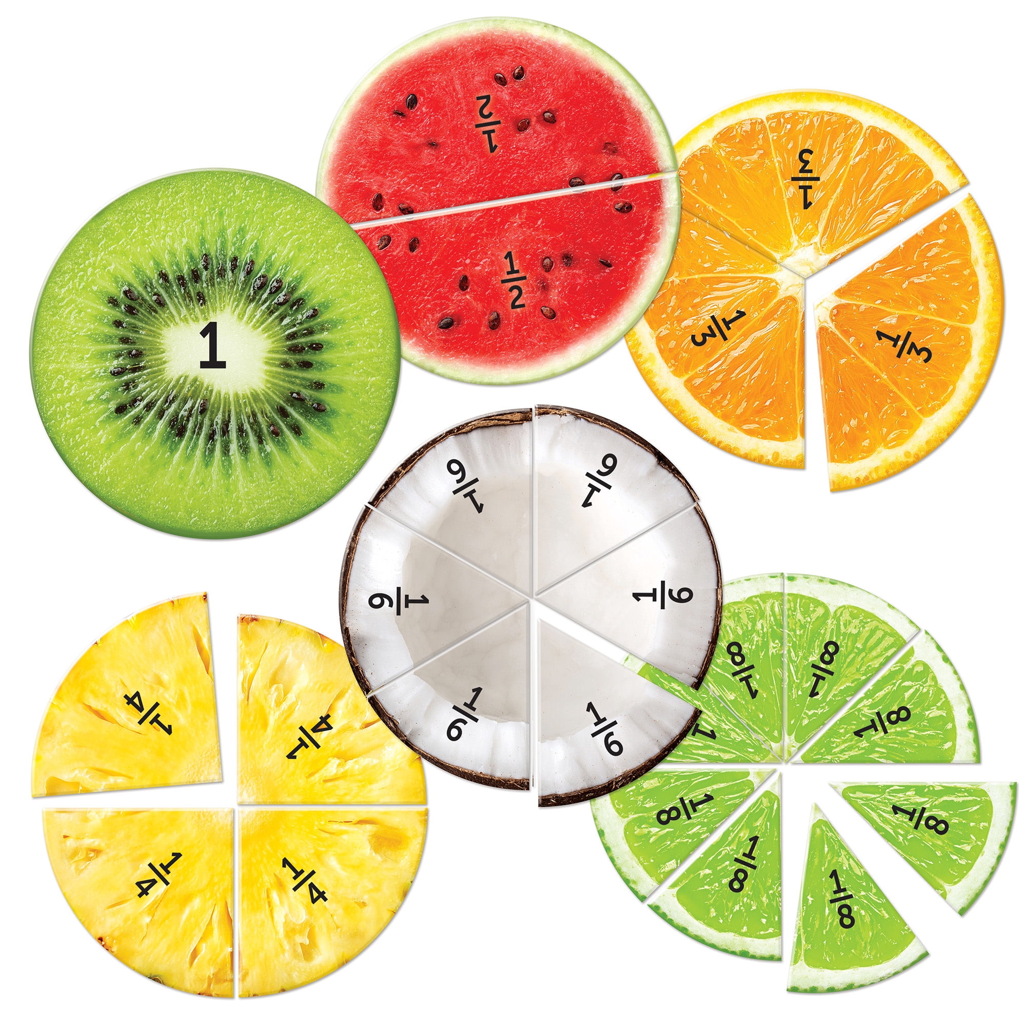 Learning Resources Magnetic Fruit Fractions - 24 Pieces, Boys and Girls Ages 6+ Educational Toys for Kids, Math Learning Games for Kids, Fractions Learning Games