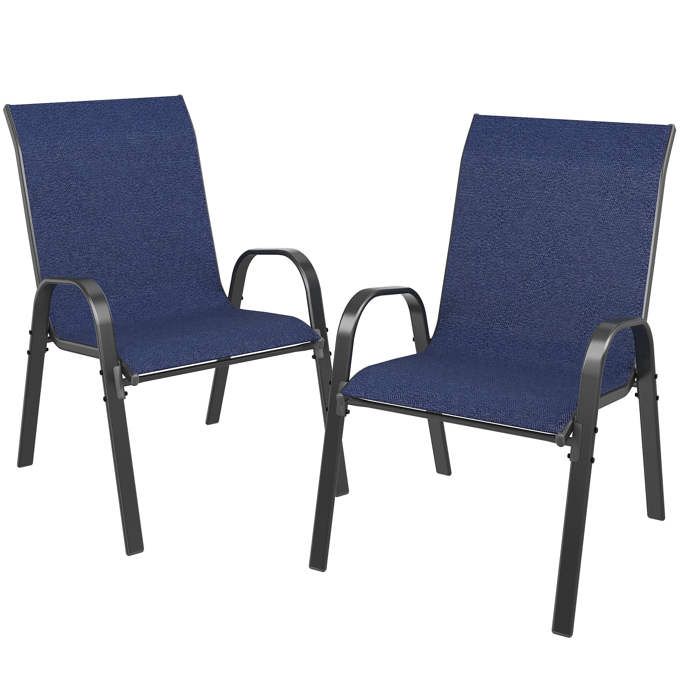 UDPATIO Patio Chairs Set of 2, Outdoor Dining Chairs High Back with All Weather Breathable Textilene, Metal Frame for Lawn Garden Backyard Deck, Blue