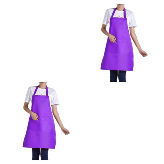 Guardoinrt 12pcs/set Quick-drying And Stylish Adjustable Cotton Linen Kitchen Chef Bib purple 2Set