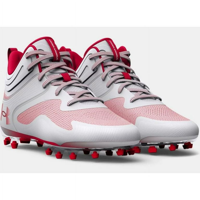 Under Armour Men's Command MC Mid Lacrosse Cleats White/Red/Red