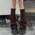 thumbnail image 4 of 1 Pair Leg Warmers Flared Knitted Thickened Knee High Stretchy Keep Warm Solid Color Autumn Winter Women Boot S, 4 of 8