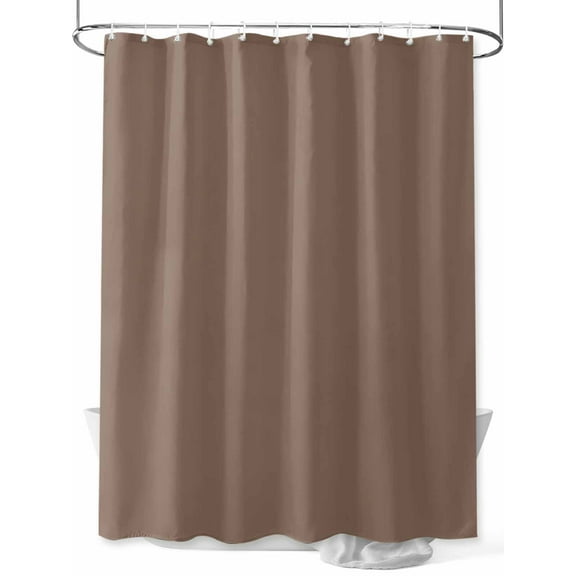 Solid Color Shower Curtain, Brown Waterproof Shower Curtain Set with 12 Hooks Lightweight Washable Fabric Shower Curtains for Bathroom 72x72 Inches