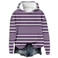 thumbnail image 4 of Womens Winter Warm Hoodies Long Sleeve Fleece Pullover Casual Loose Color Block Striped Floral Print Pullover Tops,Purple 2,2XL, 4 of 5