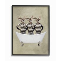 The Stupell Home Decor Collection Three Deer Men In A Bathtub Framed Giclee Texturized Art