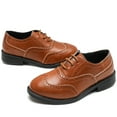 thumbnail image 3 of kkdom Boys Oxfords Shoes Flats School Uniform Dress Shoes Brown 2 Little Kid, 3 of 6