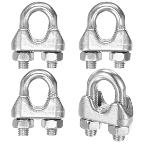 Uxcell 4-Pack Cable Clamps, M5 Stainless Steel Wire Rope Clip Thimble U Bolt Saddle Fastener Wire Clamps