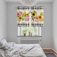 thumbnail image 6 of 2 Panels Kitchen Tier Curtains 39 Inch Length, Spring Floral Grommets Window Treatment Curtain, Sunflower Black White Plaid Pastoral Rustic Thermal Curtains Drapes for Living Room/Bathroom, 6 of 9