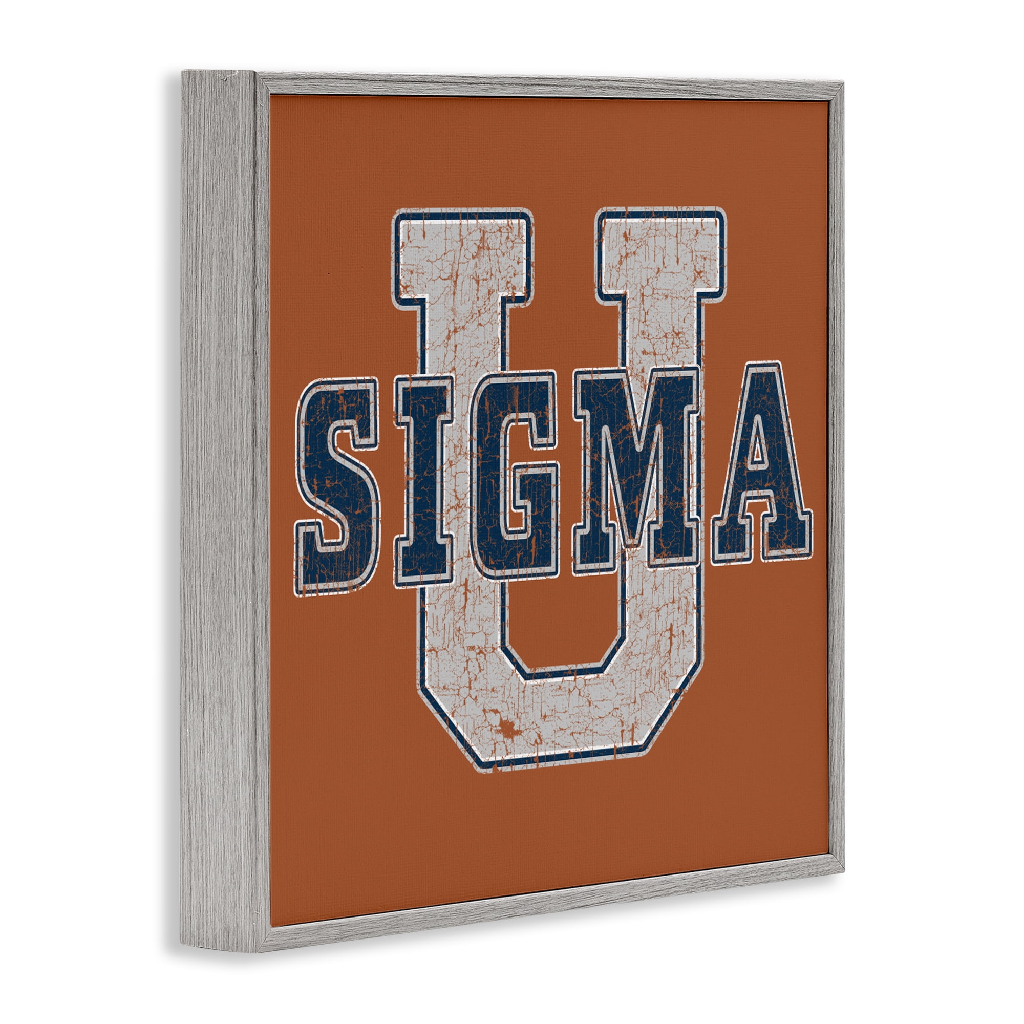 Stupell Industries Sigma University on Brown Gray Framed Giclee Art, design by Grotto Studios