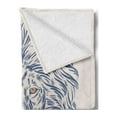 thumbnail image 2 of Modern Soft Flannel Fleece Blanket, Portrait of a Lion King of the Forest Wildlife Animal Zodiac Sign Illustration, Cozy Plush for Indoor and Outdoor Use, 60" x 80", Slate Blue Beige, by Ambesonne, 2 of 5