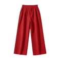 thumbnail image 7 of BXJX Girls Corduroy Pants, Straight Leg School Elastic Waist Outdoor Kids Casual Pants Red Size 5-6 T, 7 of 7